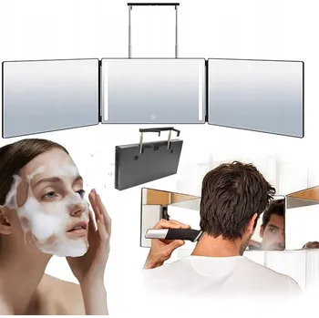 Zrcadlo KOZMETICKÉ ZRCADLO DO KOUPELNY ZRCADLO SKLÁDACÍ ZÁVĚSNÉ NA MAKE-UP 3x ZVĚTŠENÍ