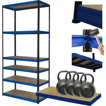 Dílenský regál Kovový regál do skladu HELIOS 213x90x30cm 6 polic 400kg ODOLNÝ