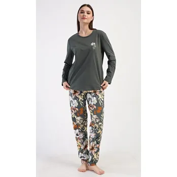 Dámské pyžamo Dámské pyžamo dlouhé Mariana - khaki - 3XL