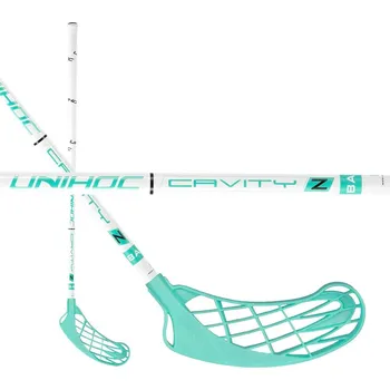 Florbalová hůl Unihoc Cavity Z 32 White/Turquoise Pravá (pravá ruka dole) 87 cm (= 97 cm)