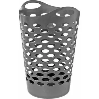 moderní flexibilní kulatý koš na prádlo 60 l šedý do koupelny