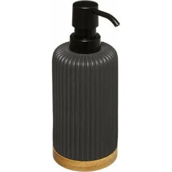 Dávkovač mýdla Modern černý s bambusem a kamenem do koupelny 270 ml 5five