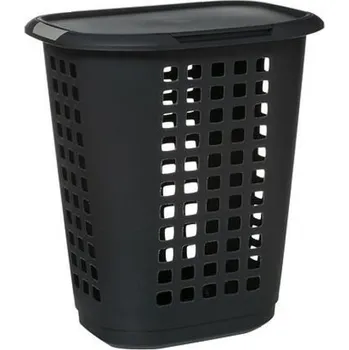 Koš na prádlo Moderní koupelnový koš na prádlo Hugger 63 l tmavě šedý s víkem z polypropylenu