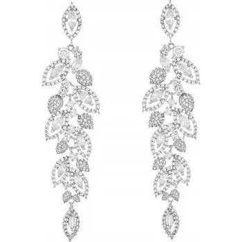 Náušnice Náušnice s křišťály z oceli, dlouhé, elegantní, lesklé, stříbrné, pro ni