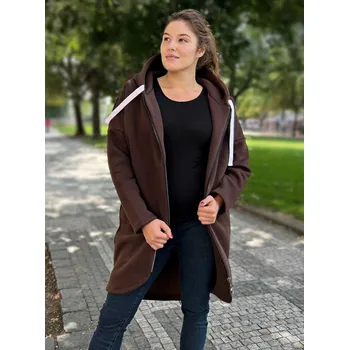 Dámská mikina Teplá prodloužená těhotenská mikina Paris – chocolate, oversize střih, bavlněná Velikost: L/XL