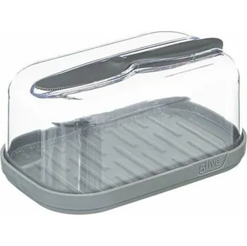 Plastová miska na máslo Fresh Eat s nožem šedá