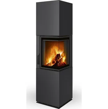 Krbová kamna HARMONY R/L HA plech - designový rohový akumulační krb, Dělené sklo, pravé provedení, včetně akumulace MAMMOTH