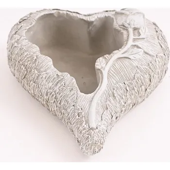 Obal na květináč Obal srdce s růží, světle šedá