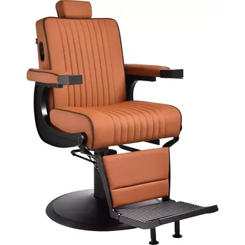 Kadeřnické křeslo Barber křeslo LEVI - hnědé s černým rámem