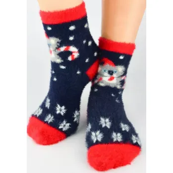 Dětské vánoční ponožky SB089 - 27-30 / tmavomodrá/červená