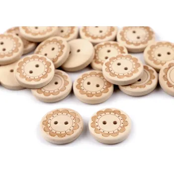 Knoflík Dřevěný dekorační knoflík květ