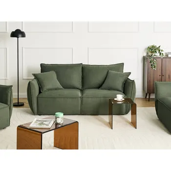 Pohovka Pohovka světle zelená látkové čalounění nízký profil hluboké široké sedadlo polstrované opěradlo moderní útulný obývací pokoj Beliani