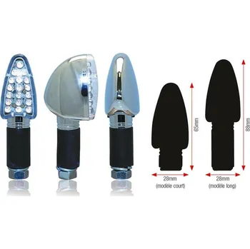 Moto sedlo BIHR Trojúhelníkové LED indikátory Krátké chromované univerzální 01-070SCH