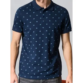 Pánské tričko Sinsay - Vzorované polo - námořnická modrá - 610EY-59X - 610EY-59X-3XL