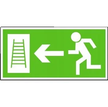 Únikový žebřík vlevo | plastová cedule, 210x105mm