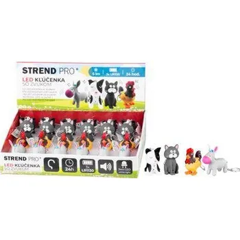 Svítilna 24 ks Svietidlo Strend Pro Keychain, kľúčenka, prívesok so zvukom, mačka/pes/kohút/osol, LED 5 lm,