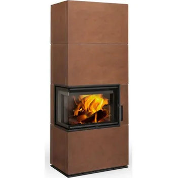 Krbová kamna SOLID L keramika - kachlový rohový akumulační krb 65565 Teak mramor - příplatková glazura