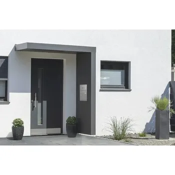 Stříška nad vchodové dveře Vchodová stříška Gutta BS Plus 200 RAL 7016 antracit 200x90 cm, pravý boční díl včetně poštovní schránky, funkčního boxu, nerezový odtok vody v bočním dílu