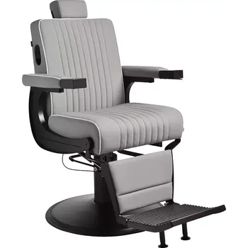 Kadeřnické křeslo Barber křeslo LEVI - šedé s černým rámem