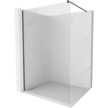 Mexen Kioto Sprchová stěna Walk-in 90 x 200 cm, proužky 8 mm, kartáčovaná gun šedá - 800-090-101-66-09 Sprchové stěny