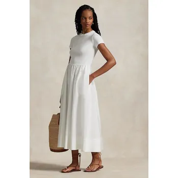 Dámské šaty Bavlněné šaty Polo Ralph Lauren bílá barva, maxi, 211966311 00X, vel. XS