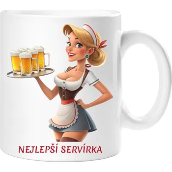 Dárkový hrnek pro servírku - Hrneček nejlepší servírka - 330 ml / Jedna strana