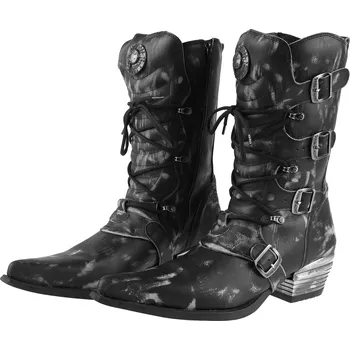 Pánská zimní obuv boty kožené dámské - WEST NEGRO ACERO VINTAGE RASPADO - NEW ROCK - M.7993-S3 - 43