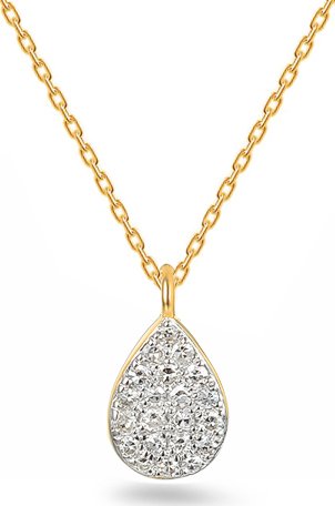 Briliantový náhrdelník kapka, žluté zlato, 14K IZBR907 + dárkové balení LUXUS zdarma