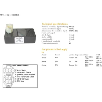 Startér DZE jednotka zapalování CDI HONDA TRX 300EX 93-05 (30410-HM3-003) (DZE jednotka zapalování CDI HONDA TRX 300EX 93-05 (30410-HM3-003))
