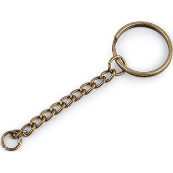 Kroužek na klíče Ø25 mm s řetízkem, barva 3 staromosaz