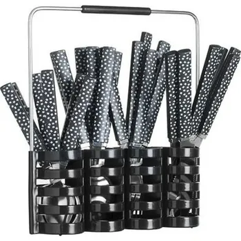 Příbor Černá sada příborů Géo 24 kusů se stojanem moderní příbory 5five simply smart