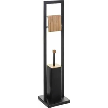 5five simply smart bambusový stojan na toaletní papír a černý WC kartáč do koupelny loft