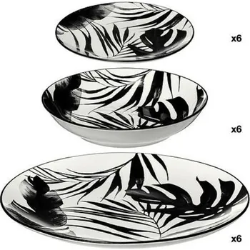 Talíř 5five Stolní servis Palme 18-dílný bílý/černý