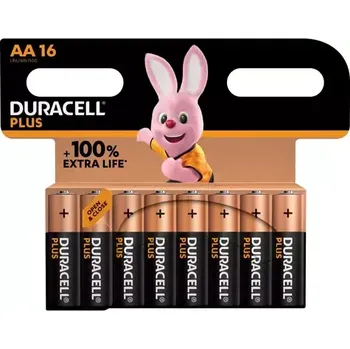 Článková baterie DURACELL - Alkaline Plus Extra Life MN1500/LR06 16 ks (5000394141025)