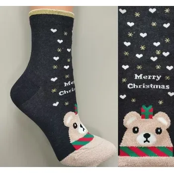 Dámské ponožky Dámské vánoční ponožky SB161-4 - 36-41 / grafitová