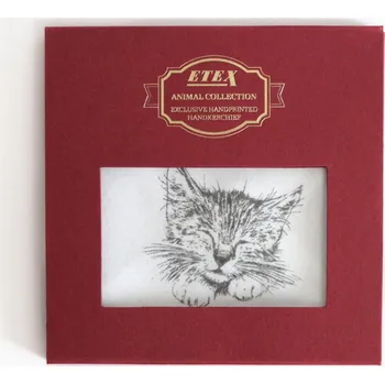 Látkový kapesník ETEX Luxusní dámské látkové kapesníky ANIMAL ruční tisk - Kočka