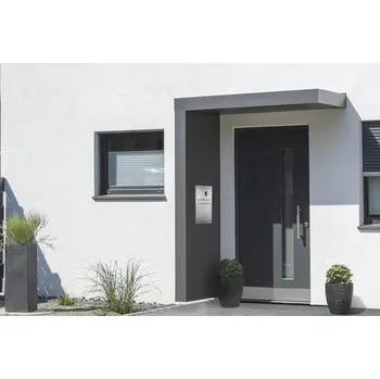 Stříška nad vchodové dveře Vchodová stříška Gutta BS Plus 160 RAL 7016 antracit 160x90 cm, levý boční díl včetně poštovní schránky, zvonku a domovního telefonu, nerezový odtok vody v bočním dílu