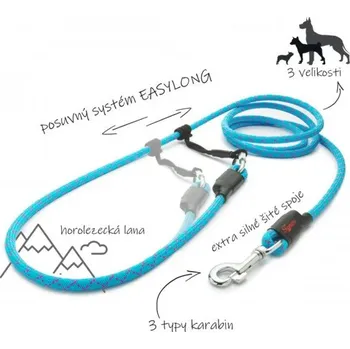 Vodítko pro psa Tamer lanové vodítko Easy Long - Mini, mix barev, 3 m - černé, modré, žluté