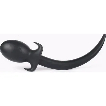 Slave4master Good Boy Black M, silikonový anální kolík – psí ocas 7,5 x 4 cm