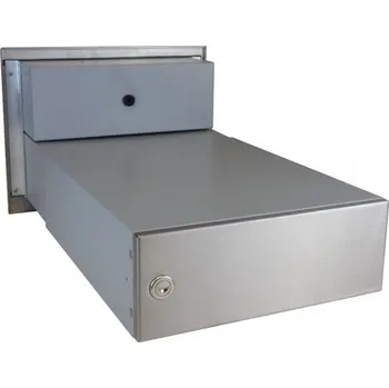 Poštovní schránka 1x poštovní schránka B-042 k zazdění do sloupku + čelní deska s 1x zvonkem a HM TESLA - NEREZ / šedá