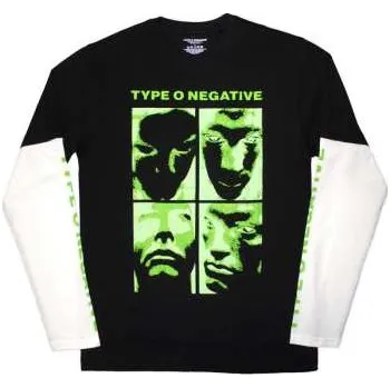 Zahraniční hudba Merch Type O Negative: Type O Negative Unisex Layered Long Sleeve T-shirt: Faces (black & White) (sleeve Print) (x-large) XL