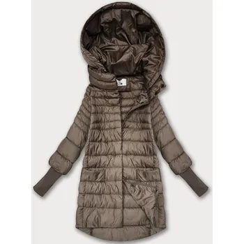 Béžová dámská bunda pro přechodné období s úpletovými stahovacími lemy (1828) odstíny béžové S (36)