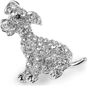 Náramek Brož s broušenými kamínky pes, malé, 1 crystal