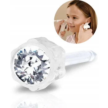Náušnice Piercingová náušnice Blomdahl Bezel Crystal 4 mm, lékařský plast