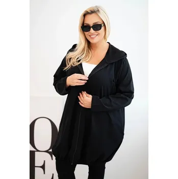 Dámská mikina Dámská mikina Plus Size bavlněná s kapucí a zipem černá UNI