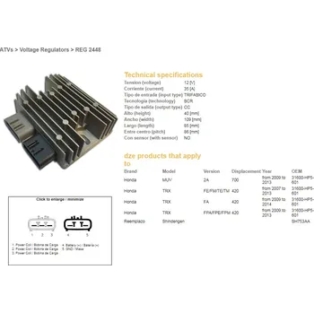 Elektroinstalace pro motocykl DZE regulátor napětí HONDA TRX 420FE/FM/TE/TM 07-14; MUV 700 09-13 (35A) (31600-HP5-601) (SH753AA) (ESR318) (DZE regulátor napětí HONDA TRX 420FE/FM/TE/TM 07-14; MUV 700 09-13 (35A) (31600-HP5-601) (SH753AA) (ESR318))