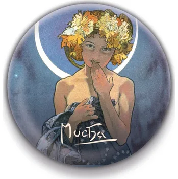 Dekorativní magnet Magnet Alfons Mucha – Luna, kulatý, 5 cm