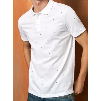 Pánské tričko Sinsay - Vzorované polo - bílá - 610EY-00X - 610EY-00X-3XL