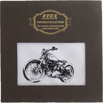 Látkový kapesník ETEX Luxusní pánský látkový kapesník VINTAGE ruční tisk - motocykl