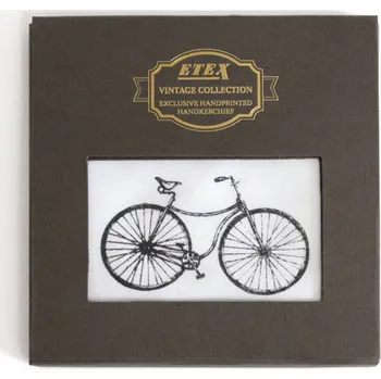 Látkový kapesník ETEX Luxusní pánské látkové kapesníky VINTAGE ruční tisk - bicykl